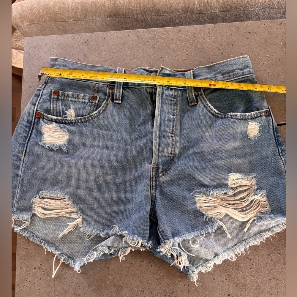 Levi's Light Blue Ripped Jean Shorts - Picture 7 of 7